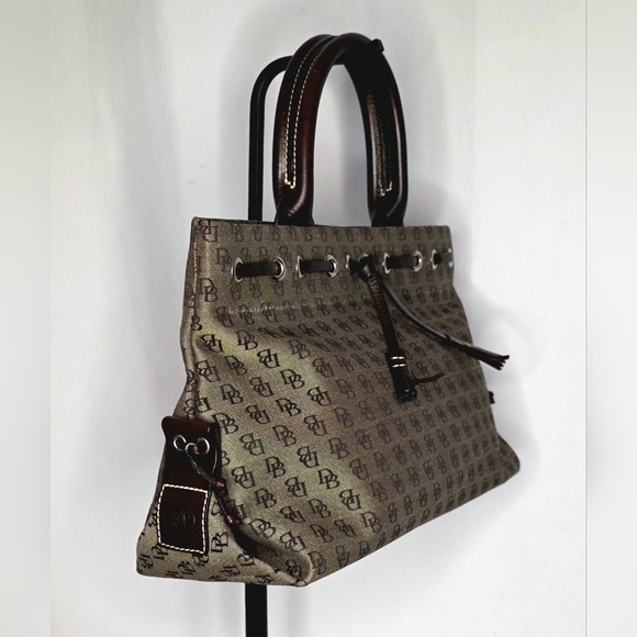 Dooney & Bourke Monogram Tote | Brown Canvas Leather Trim | EUC - Picture 5 of 7